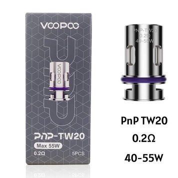 Випаровувач VooPoo PnP Coil TW20 0.2 Ом для Drag E60/H80S/S/X, Argus Pro/X/GT, Vinci X/X2, Uforce-L Tank та інших 1315 фото